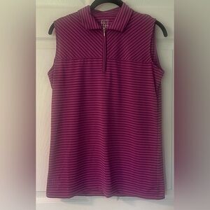 Women's Kate Lord Collared Semi Zip Performance Striped Sleeveless Top